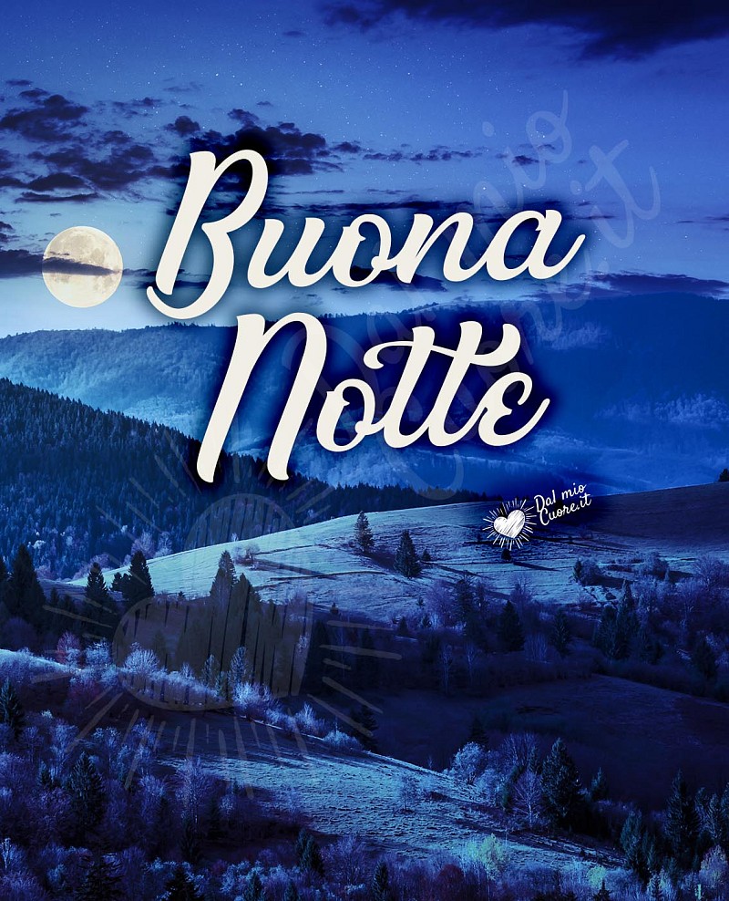 Buona Notte con paesaggio e luna