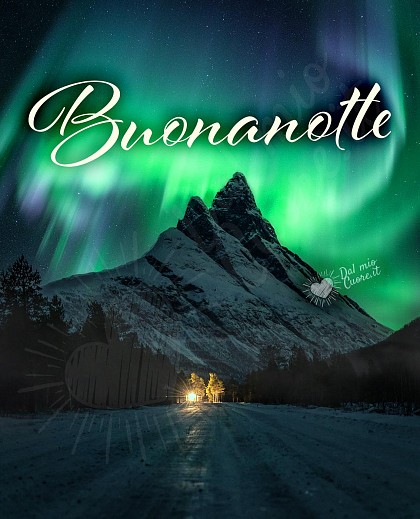 Immagine Buonanotte invernale con montagna