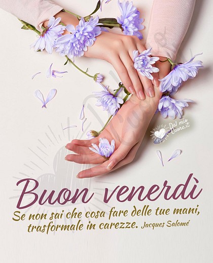 Buon venerdì con frase sulle carezze