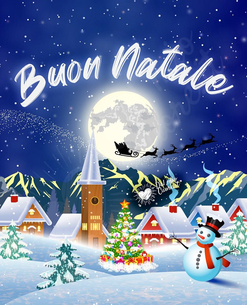 Buon Natale con paesaggio innevato