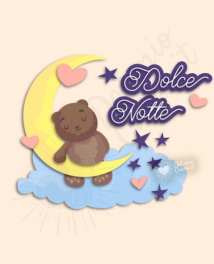 Dolce notte con orsetto sulla luna