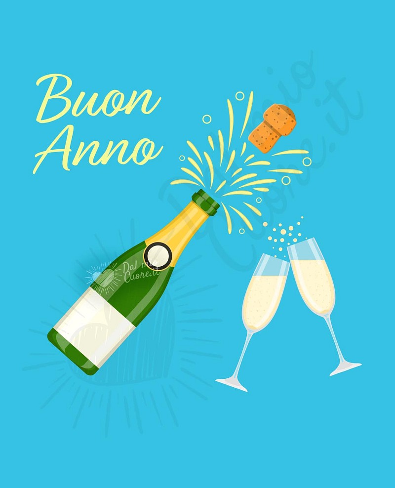 Buon anno immagine con calici e brindisi