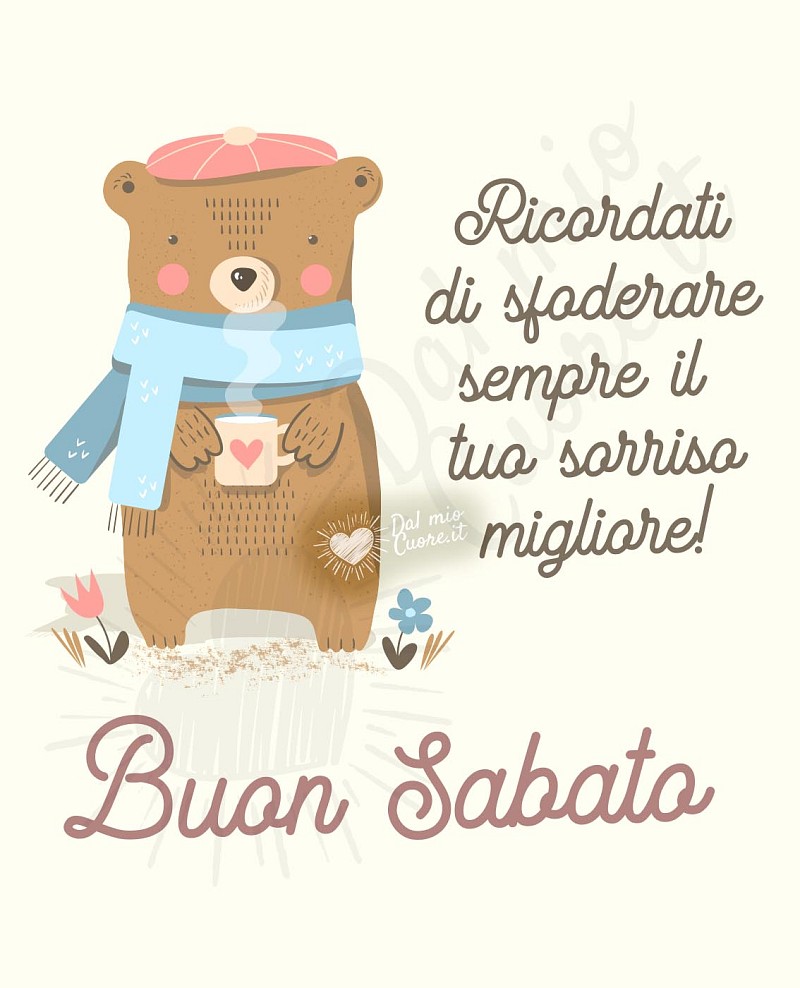 Buon sabato affettuoso con orsetto