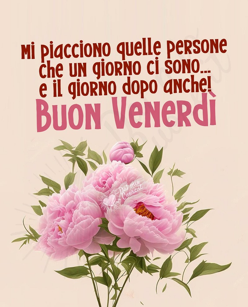 Mi piacciono quelle persone che un giorno ci sono... e il giorno dopo anche! Buon Venerdì