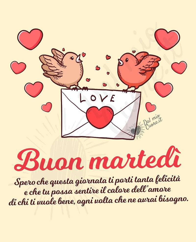 Buon martedì con frase sull'amore