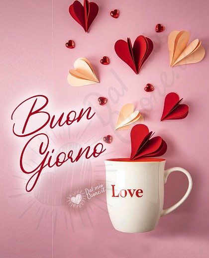 Buongiorno con caffè e cuori