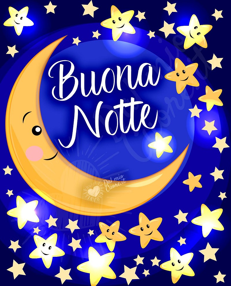 Buonanotte Magica e Rilassante con Luna e Cielo Stellato