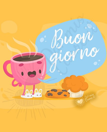 Buon giorno con caffè e colazione