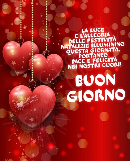 Buongiorno Natalizio con frase. La luce e l'allegria delle festività Natalizie illuminino questa giornata, portando pace e felicità nei nostri cuori!