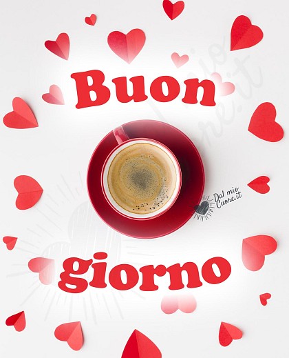 Buon giorno con caffè e cuori