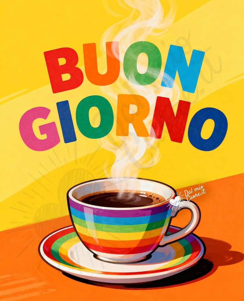 Buongiorno di pace con un caffè arcobaleno