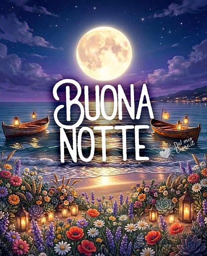 Buonanotte estiva con barche al chiaro di luna